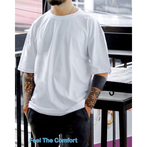 ☟ KAOS PRIA / KAOS POLOS / T SHIRT / OVERSIZE - Putih, S ♨
