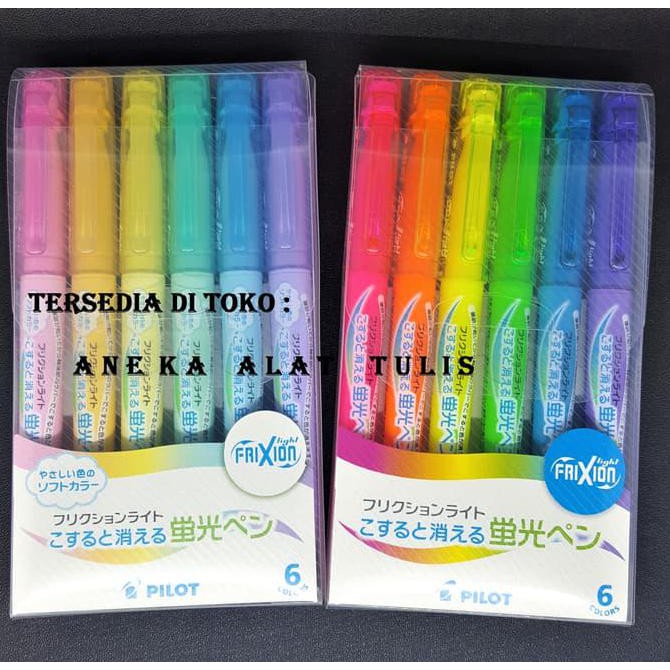 

PILOT FRIXION LIGHT SET 6 / HIGHLIGHTER FRIXION SFL-60SL-6C - Warna Soft