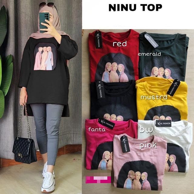 ATASAN TUNIK OVERSIZE | BLUS TOP JUMBO HIJAB | NINU TOP