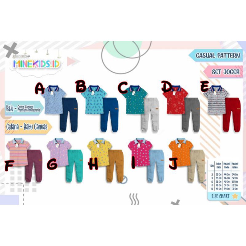 SETELAN JOGGER MINEKIDS/CASUAL PATTERN JOGGER MINEKIDS/SET JOGGER ANAK/SETELAN JOGGER ANAK