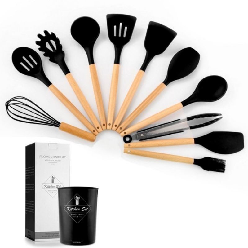 SUTIL SENDOK MASAK SILICONE KITCHEN UNTENSILS SET 12PCS /SETREADY STOCK