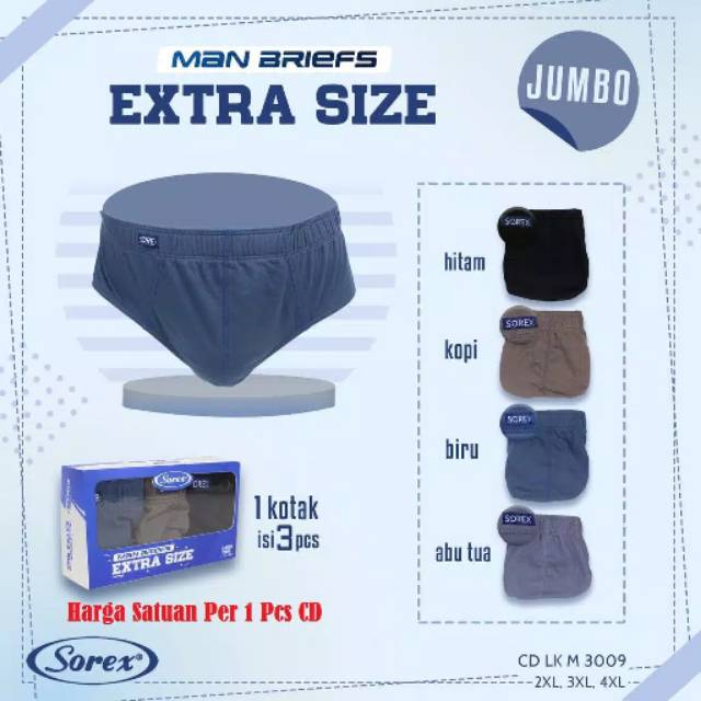 Celana dalam segitiga pria Jumbo Sorex Men M3009 size 2XL ,3XL ,4XL