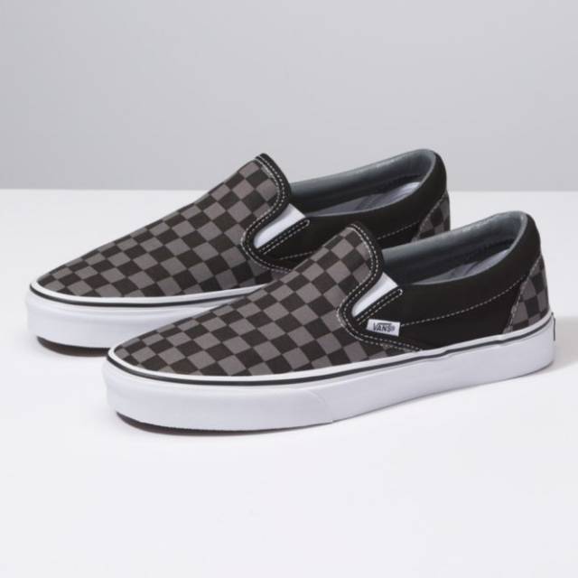 vans classic slip on trainers black pewter check