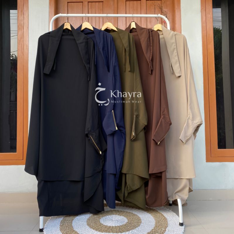 SET FRENCH KHIMAR ZIPPER BY KHAYRA MUSLIMAH