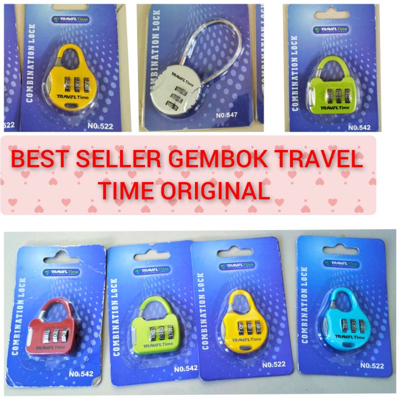 GEMBOK KUNCI KOPER TAS TRAVEL TIME ORI KOMBINASI 3 DIGIT ANGKA ORIGINAL TERLARIS TERMURAH UNTUK RESLETING PAD LOCK