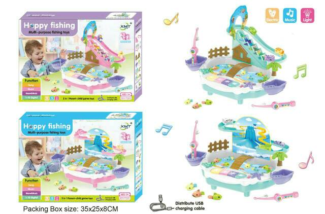 HAPPY FISHING 9939/41 Mainan Anak Fishing Game 2in1 Pancing Ikan & Track Seluncuran