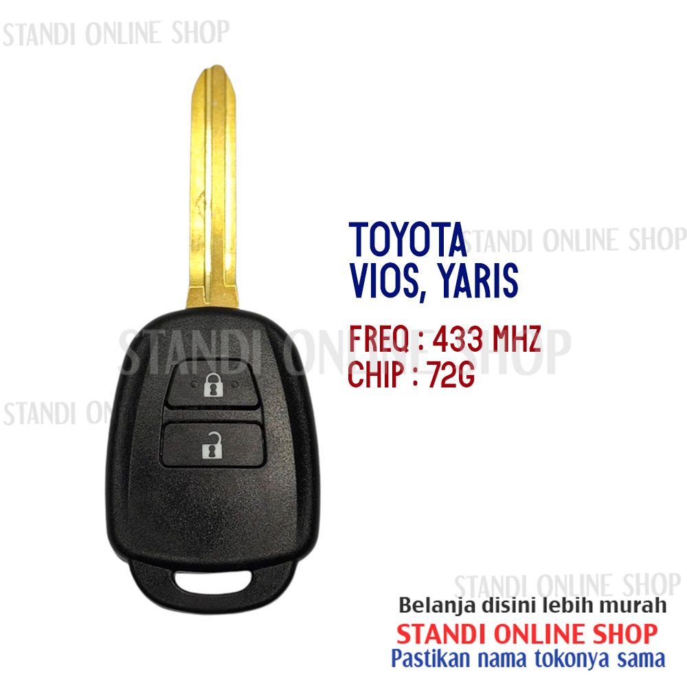 Remote Set Lengkap Kunci Key Blank Toyota Vios Yaris Tipe G