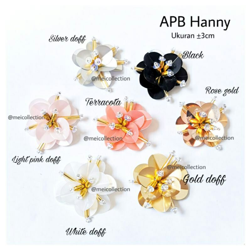 payet bunga 3d APB Hanny 3cm black pink kebaya wisuda payet permata