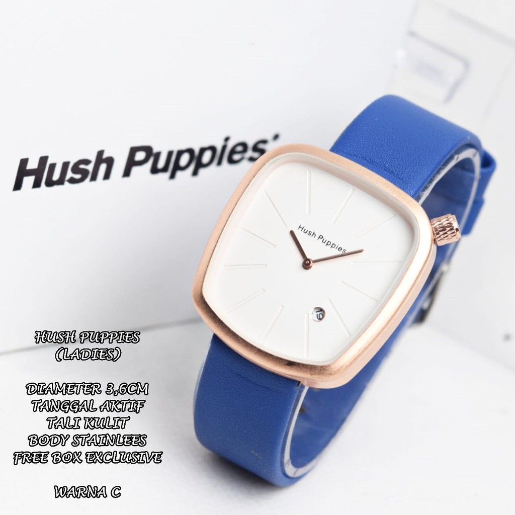 JAM TANGAN WANITA HUSH PUPPIES TALI KULIT BODY OVAL TANGGAL AKTIF