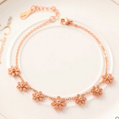 Gelang Kaki Titanium Daisy Korea Import Cocok Hadiah GCK017 motif bunga