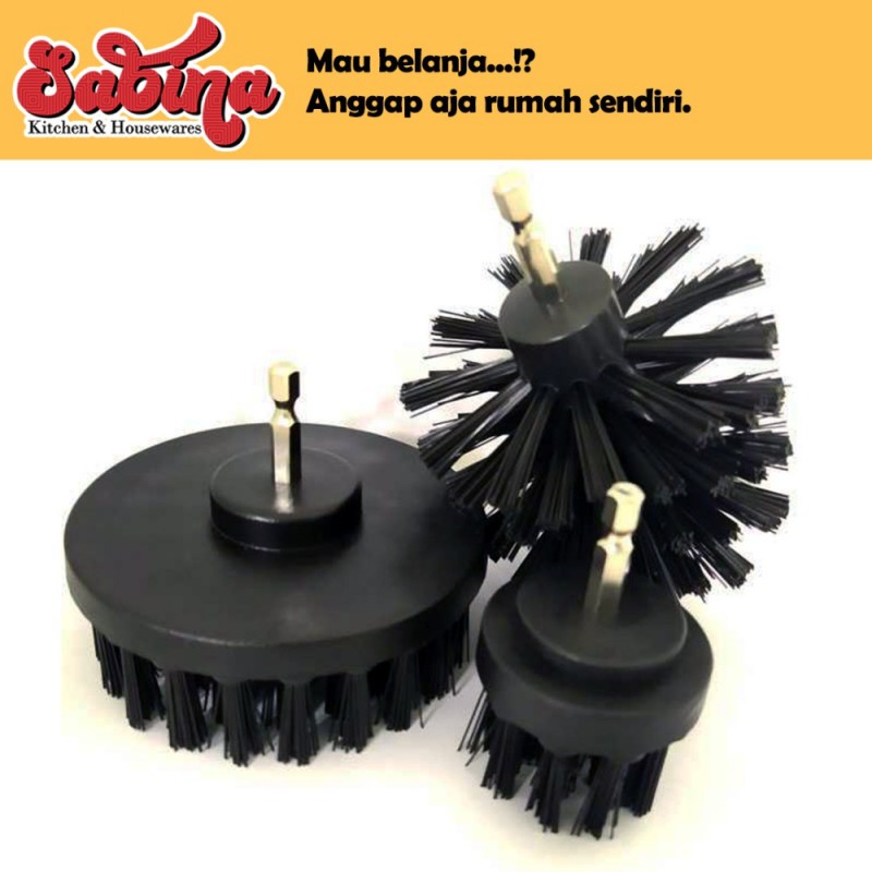 Kepala Sikat Mata Bor Elektrik Mshier Power Cleaning Brush Hitam 3Pcs