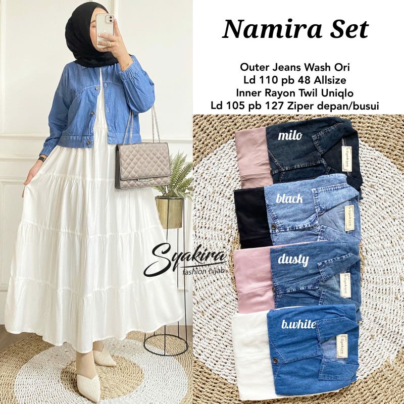 One set wanita setelan baju Outer jeanswash LD110 PB48 ori Inner rayon twill uniqlo LD105 PB127 | Na