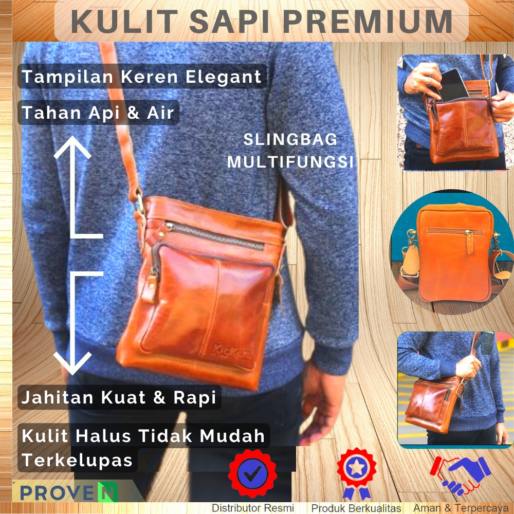 Tas Selempang Pria Kulit Sapi Asli Tas Slempang Pria Kulit SLING BAG 100% KULIT SAPI TC01 GARANSI ORIGINAL