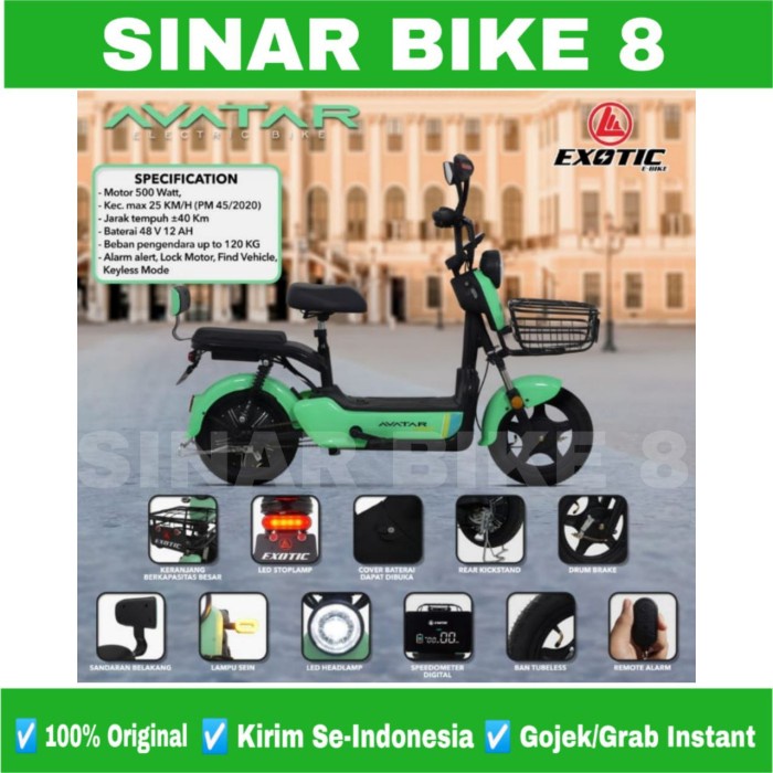 Sepeda Listrik Electric E Bike EXOTIC AVATAR 500 Watt Removable Batrey