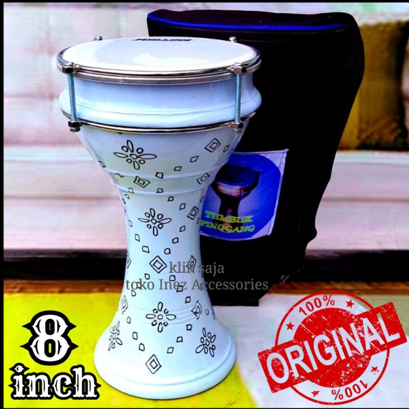 Trumbuk Marawis 8 inch Batik Rolling Warna Putih