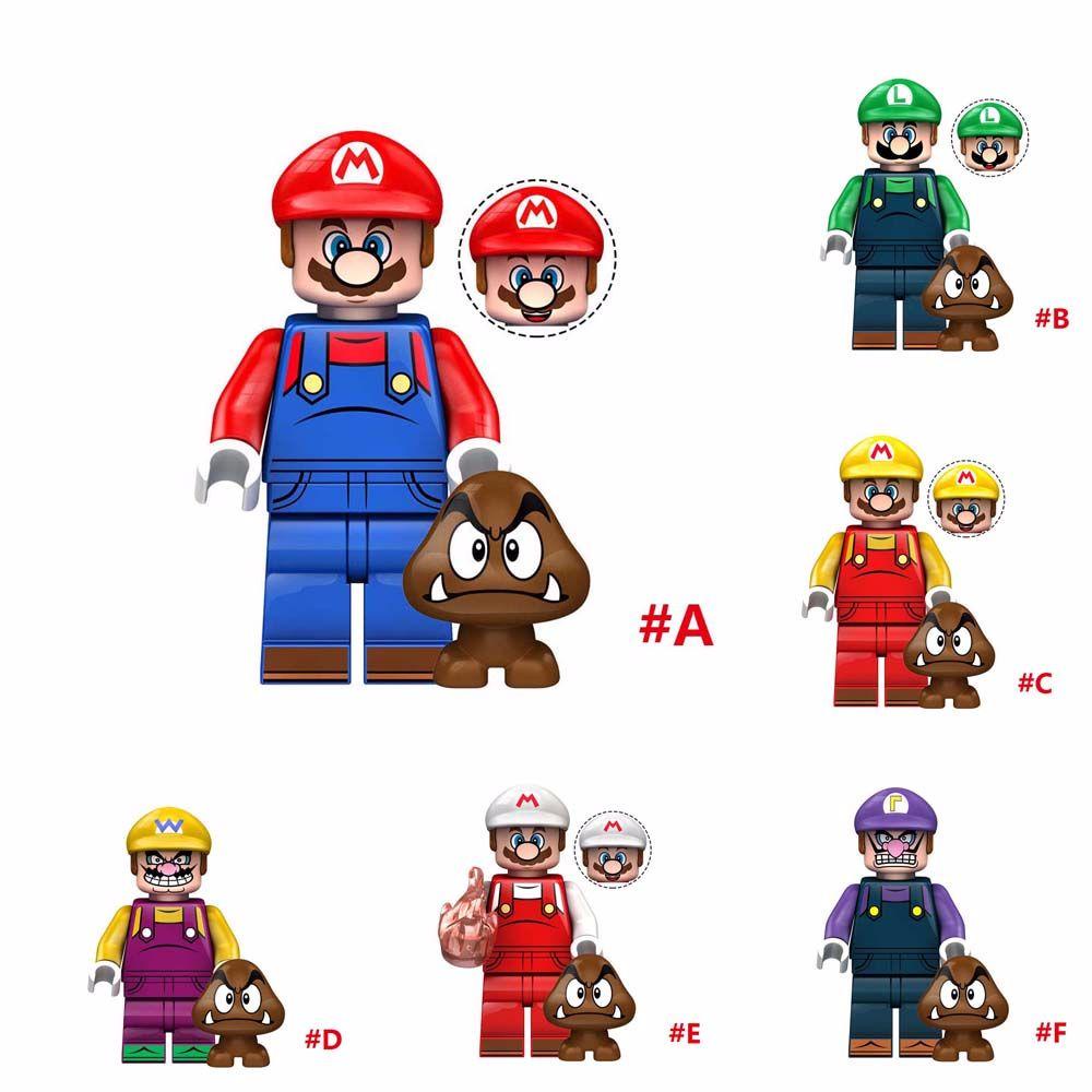 NEEDWAY Super Mario Bros Hadiah Ulang Tahun Mainan Anak Model Boneka Model Kecil Mini Blok Luigi Mainan Edukasi Blok Bangunan