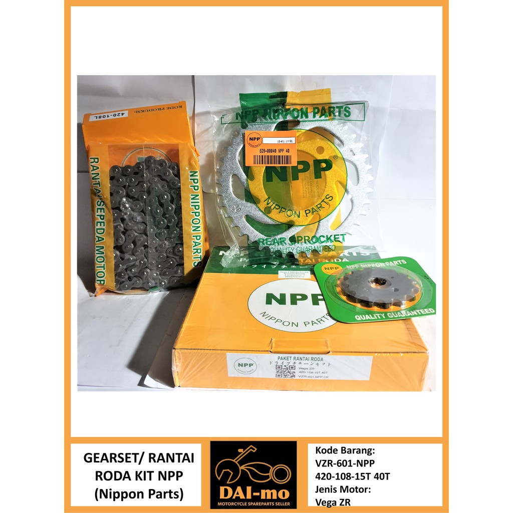 Gear Set Vega ZR NPP/ Gir Set Rantai 420/ Gearset/ Girset/ Rantai Gir/ Rantai Roda Kit Nippon Parts