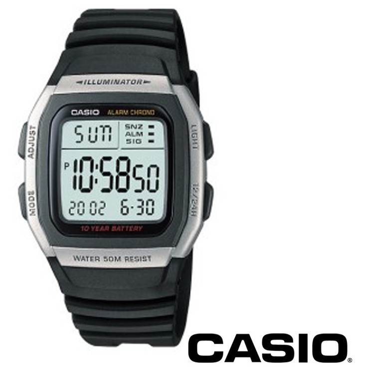 Casio Original W-96H / W-96H-1A / W-96H-1B  Pria - Digital - Karet - Hitam