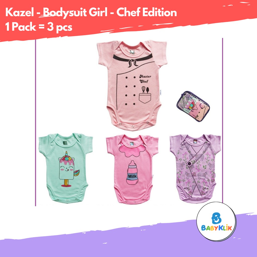 Kazel Baby Bodysuit Jumper Bayi Motif CHEF Edition isi 4