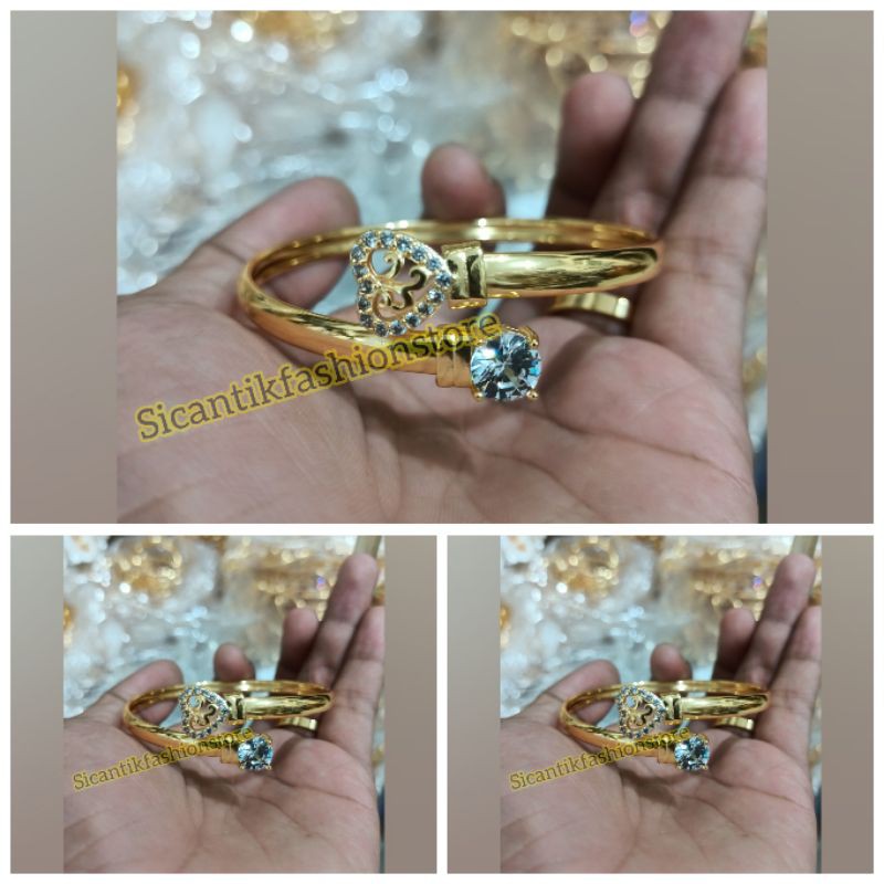 Gelang Titanium Wanita Dewasa Terlaris anti Karat tidak luntur Fashion Wanita Gelang Gold Wanita