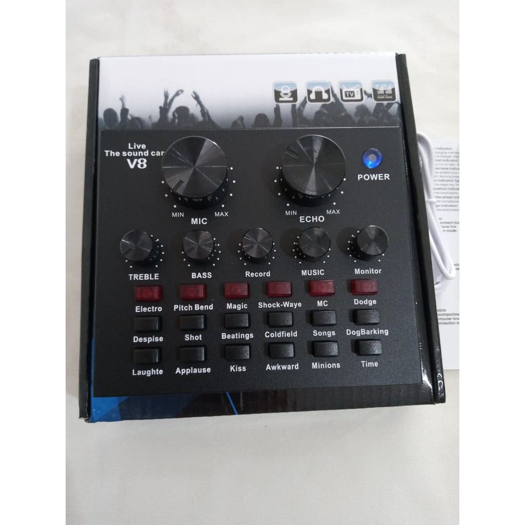 Soundcard Audio USB External V8 Efek Sound Card Elektronik Live Mixer Bluetooth suara Eksternal