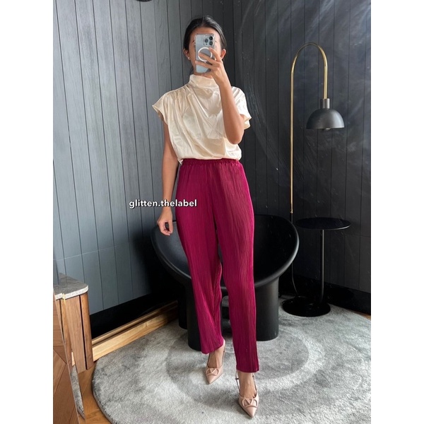 (Lidi) Celana Pensil Plisket LIDI / Pencil Pleated Pants / Celana Panjang Wanita / Pencil Pleats Pants (017)