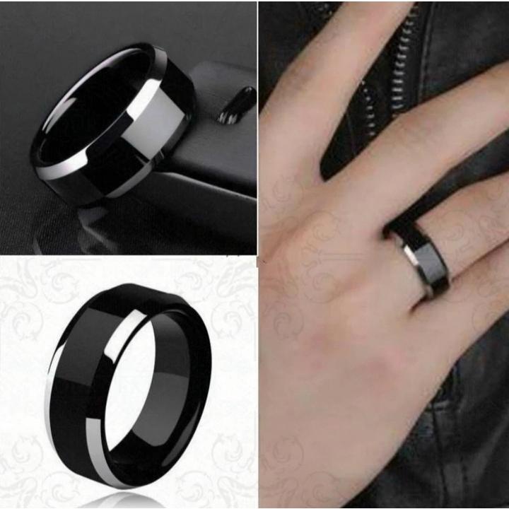 Cincin Titanium Pria Wanita Keren Unisex Hitam Titanium Grade A Asli Stainless Steel 316L Korea-Cincin Hitam Polos Original Stainless Steel Korea