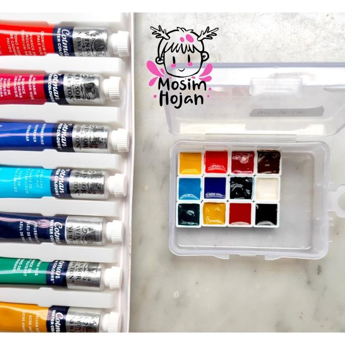 

TERBARUU!! Winsor Newton Cotman cat air watercolor tube mini pan 12 warna COD