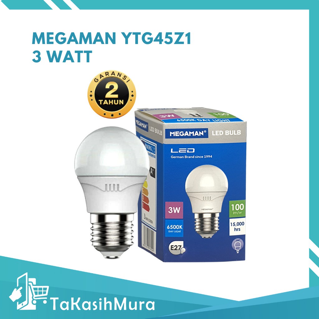 Megaman YTG45Z1 Lampu A-Bulb 3W Megamen LED Bulb Sirim 3W Megaman - 3000k