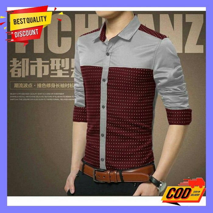 Buruan Borong Kemeja Pria Lengan Panjang Flanel Slimfit / Baju Cowok F Kemeja Kantor Lengan Panjang