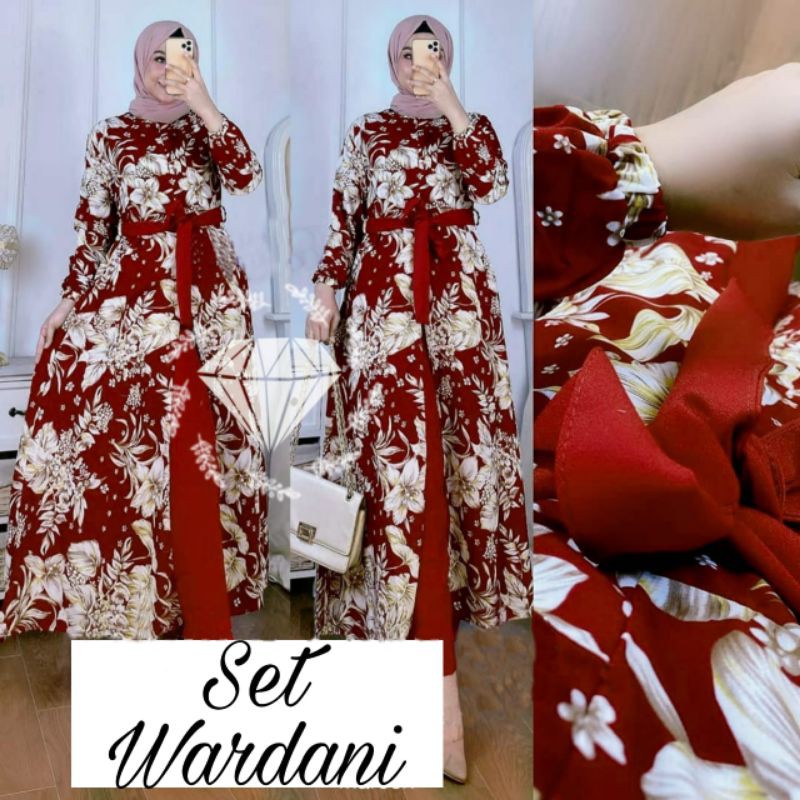 SET CELANA WARDANI BUNGA, MONALISA PREMIUM, GAMIS HIJAB MUSLIM, SETELAN