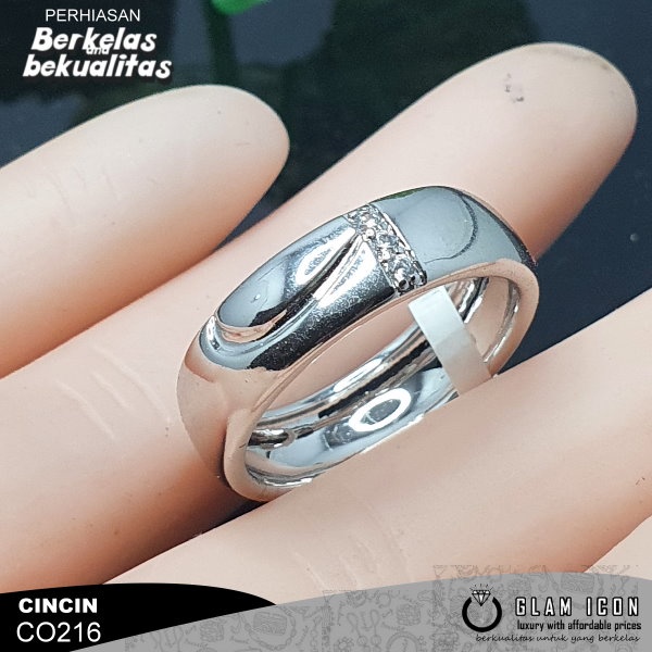 GLAMICON JEWELRY - Aksesoris wanita Cincin Wanita Couple Mata Bulat baris  C0216 CCS