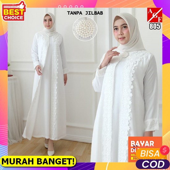 Set70 Baju Wanita Terbaru Model Kekinian 2022 Ceruty Polka Size Gamis Syari Jumbo Set Hijab 2Layer U