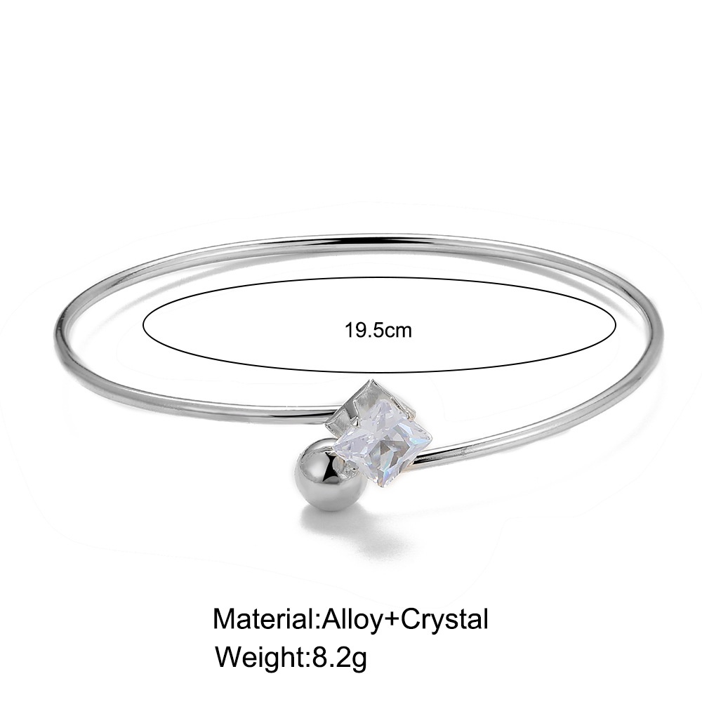 Gelang Model Terbuka Bentuk Kotak Geometris Bahan Zirkon Untuk Wanita