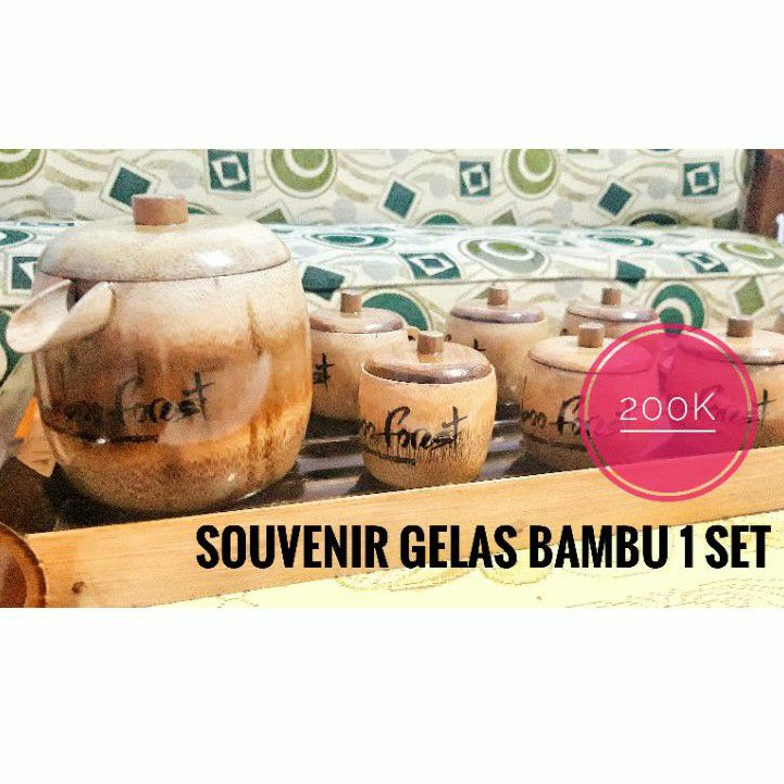 1 set souvenir gelas bambu