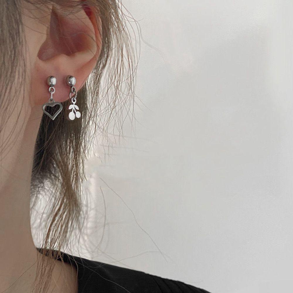 Mxbeauty Anting Perak Wanita Gadis Sederhana Menyusui Tindik Telinga Stud Cherry Star Musim Panas Anting Cinta Anting Gaya Korea Earring