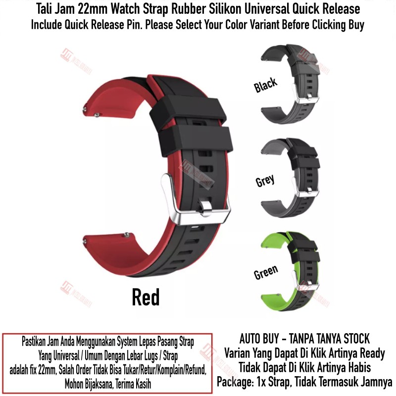 SSR Tali Jam 22mm Watch Strap Universal Quick Release - Rubber Silikon Sporty