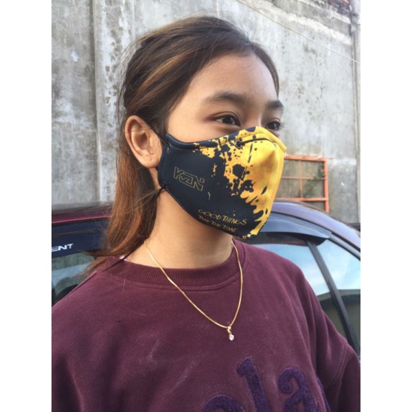(BAYAR DITEMPAT) KZN MASK GRUNGE YELLOW / MASKER KAIN / MASKER COOL / MASKER KEREN