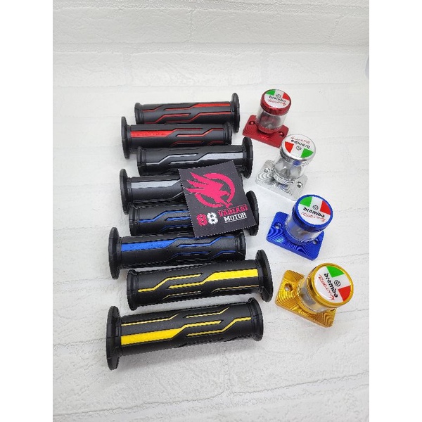 Paket Handgrip Tulisan Thailand Variasi + Tutup Minyak Rem Suzuki Satria Fu - Vixion - PCX - RX King - Byson Dan Lainnya