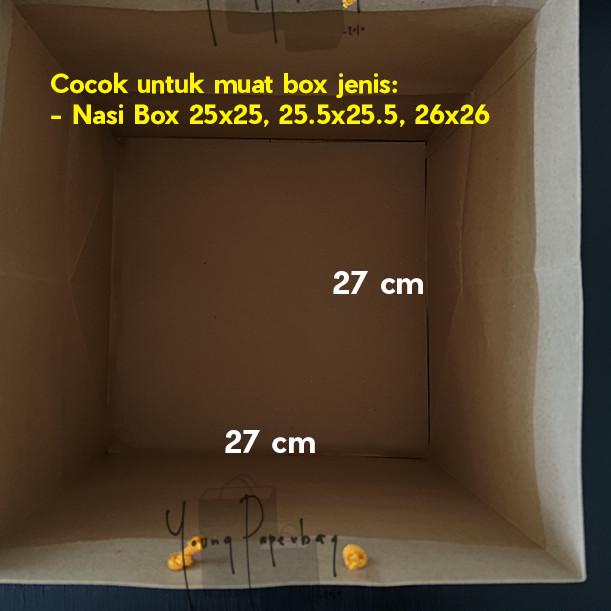 

Paper Bag Kue/Nasi/Besek Box Polos Brown Kraft 27 x 27 x 30 150GSM - Tali Gold