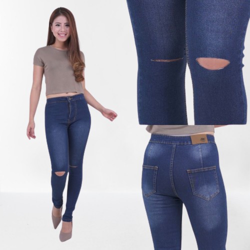 celana jeans wanita sobek celana hw sobek celana panjang wanita sobek lutut celana jeans wanita