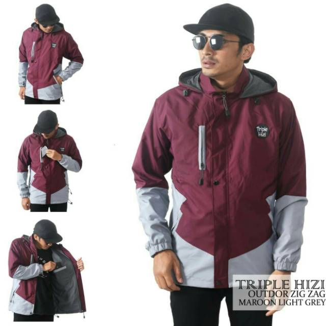 Jaket parasit outdor-baju hangat-outdor zigzag