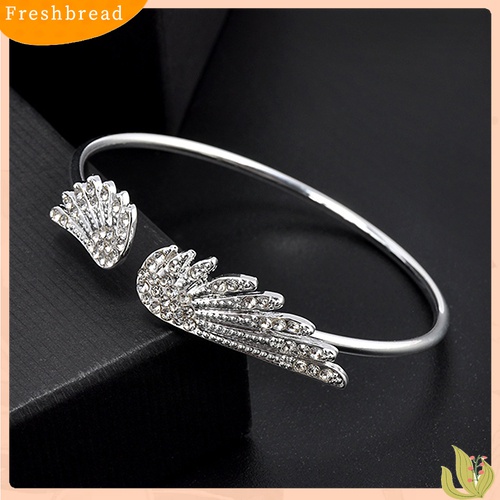 [TERLARIS]Women's Fashion Silver Color Rhinestone Angel Wings Bangle Cuff Bracelet Jewelry