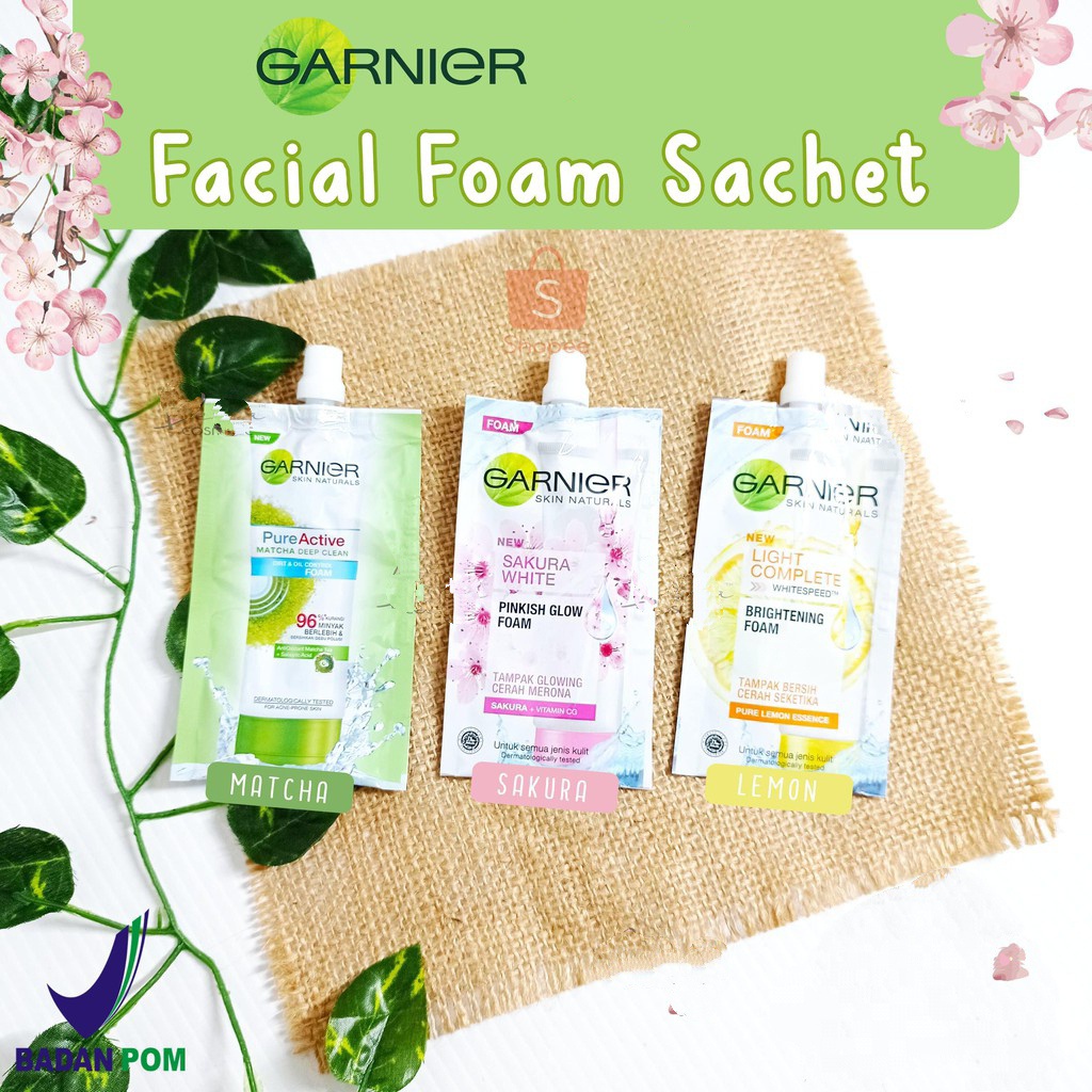 Garnier Facial Foam Sakura | Light Complete | Pure Active Matcha 9mL (Garnier Sachet) (KIM)