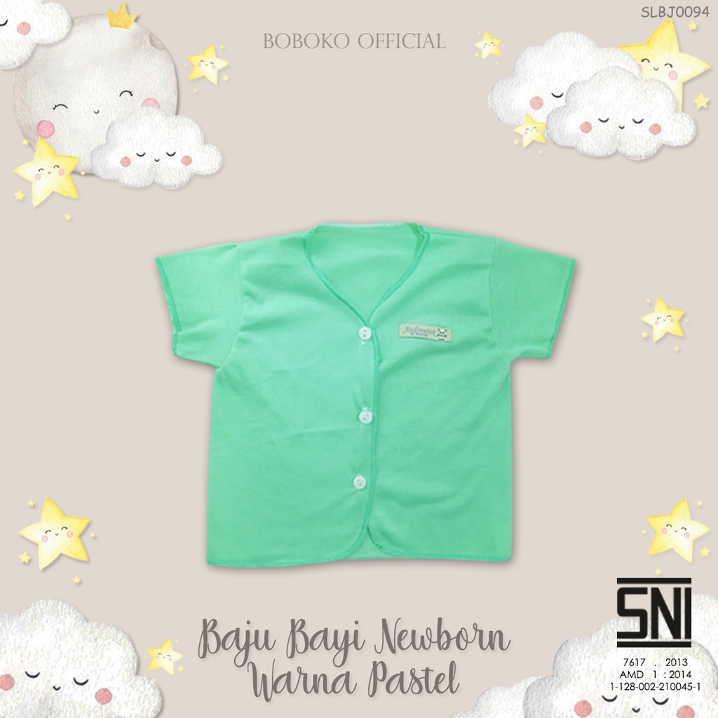 BOBOKO Baju lengan pendek Bayi Newborn Warna Pastel 0-4 bulan