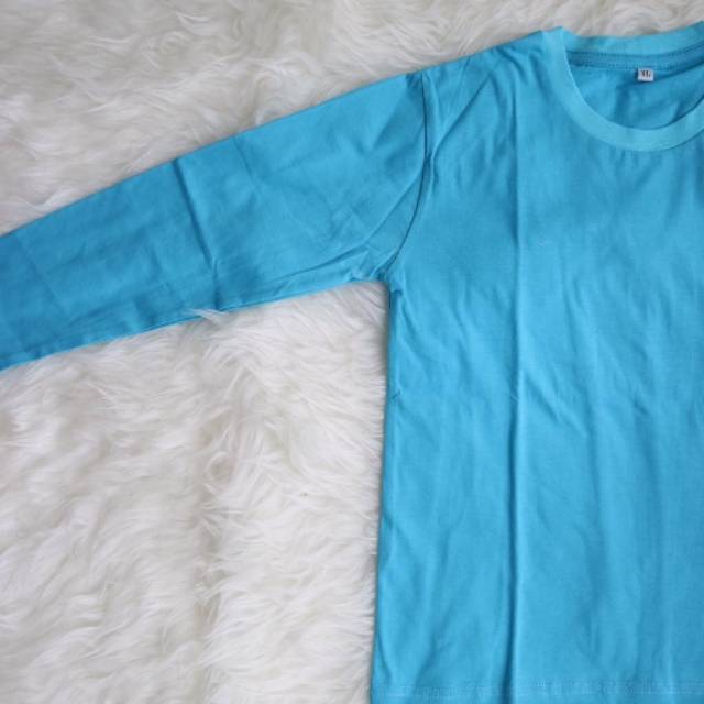 kaos polos anak lengan panjang  Biru muda