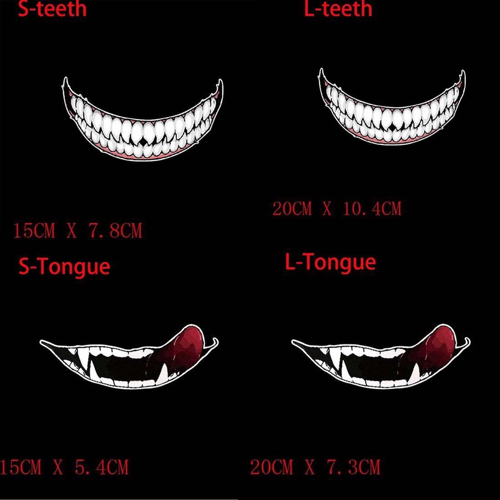 Populer Stiker Mobil Aksesoris Eksterior Gigi Dekorasi Stiker Kepribadian Gelap Gigi Jahat Tahan Air