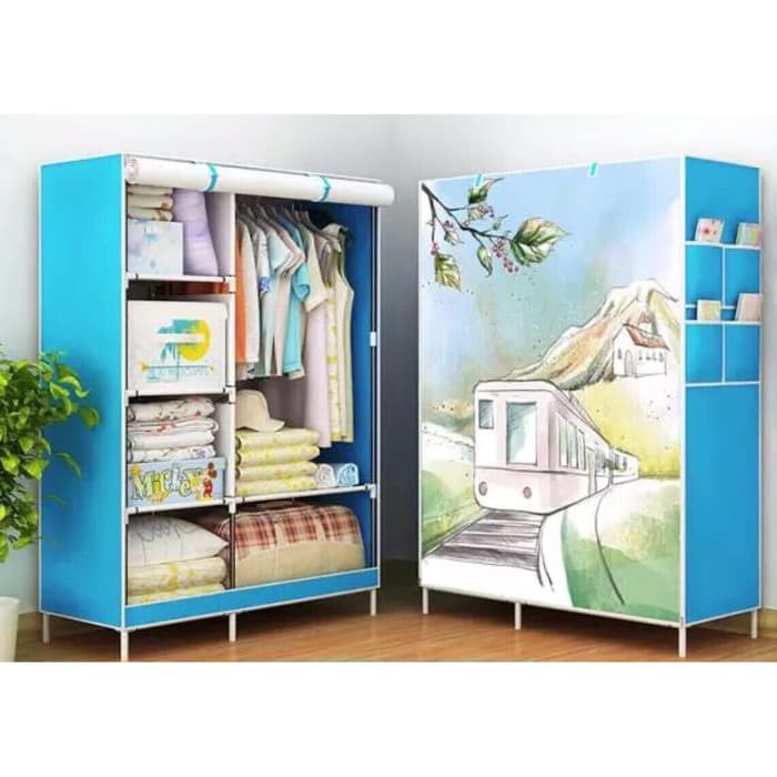 Promo  Lemari pakaian rak baju lemari kain lemari susun rak besi