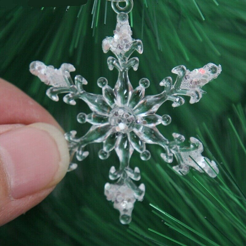 2pcs Liontin Desain Snowflake Bahan Akrilik Untuk Digantung Pada Pohon Natal