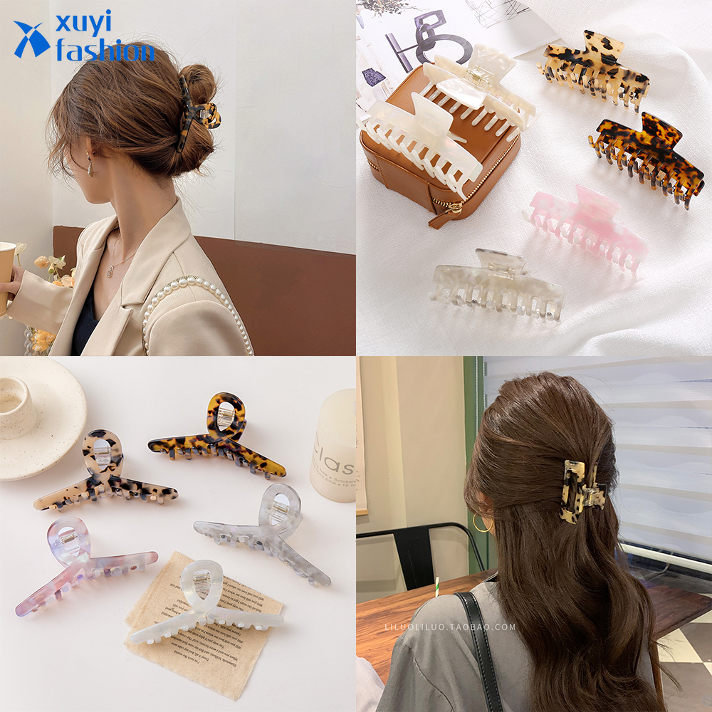 Korean Fashion Gradient Colorful Claws Clip Acetic Acid Butterfly Geometry Hair Clip Shark Clip Women Hair Accessories